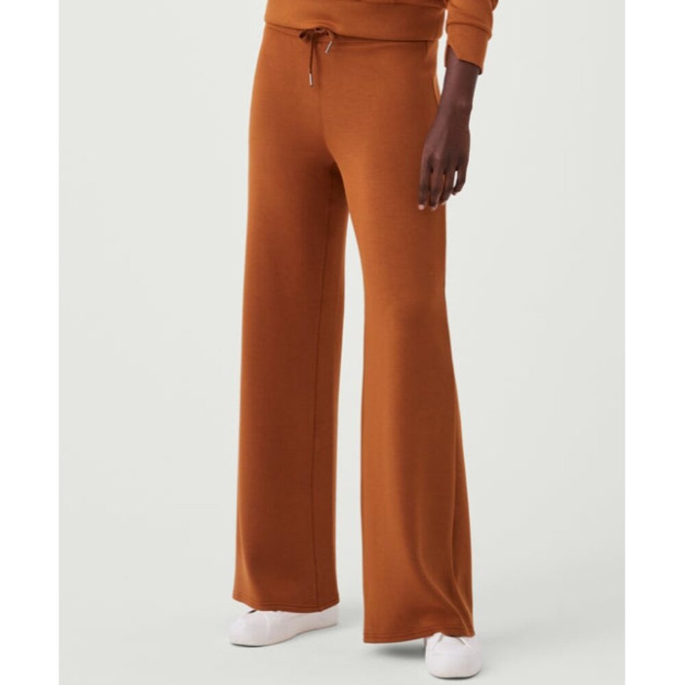 Spanx AirEssentials Wide Leg Pants Butterscotch Caramel Trousers Work L Petite